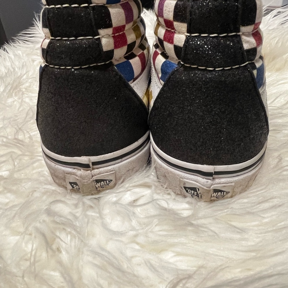 Vans High-Top Sneakers - Black with Multicolor Checkered Design - Picture 6 of 8